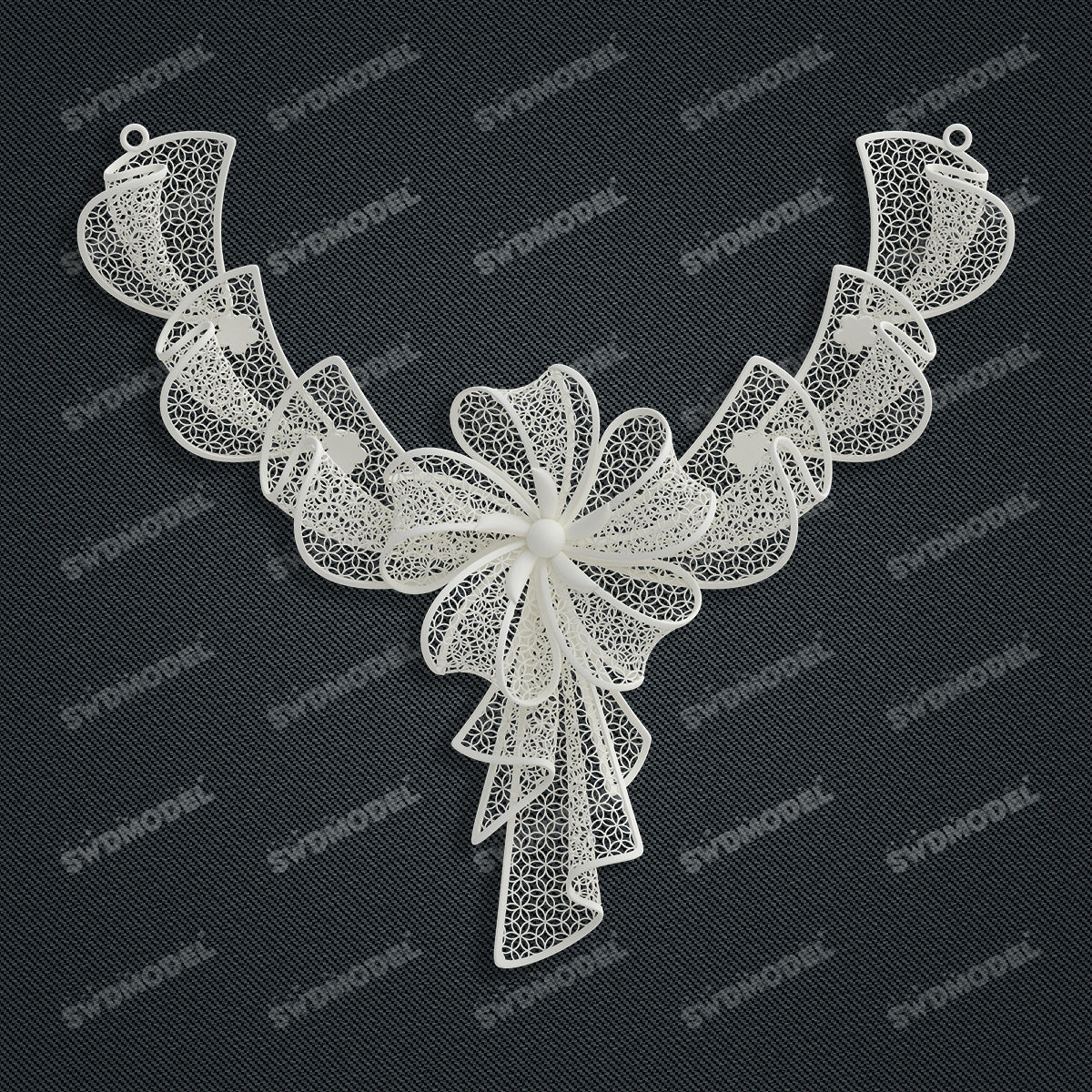 Jewelry set Filigree Necklace White Wax Casting Resin 3D Printing Service  CS62T-005ch-N