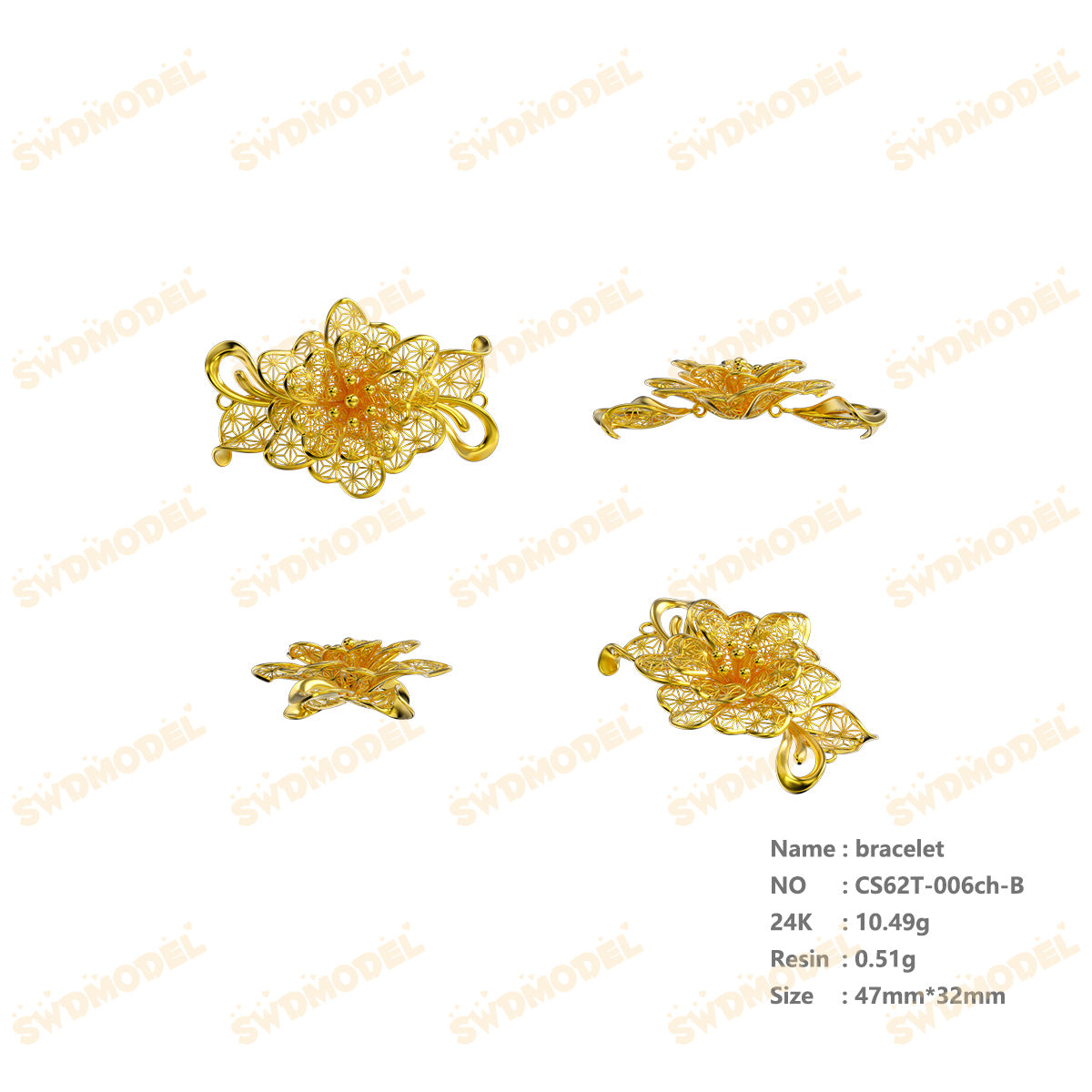 Jewelry set  Filigree Set   White Wax Casting Resin 3D Printing Service  CS62T-006ch