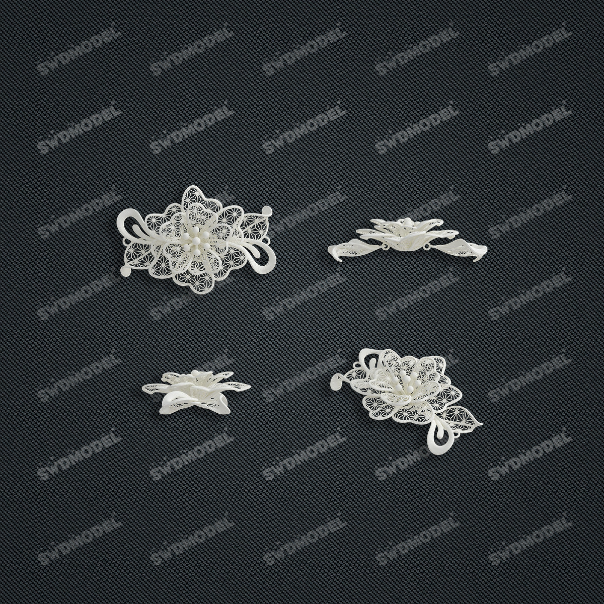 Jewelry set  Filigree Set   White Wax Casting Resin 3D Printing Service  CS62T-006ch