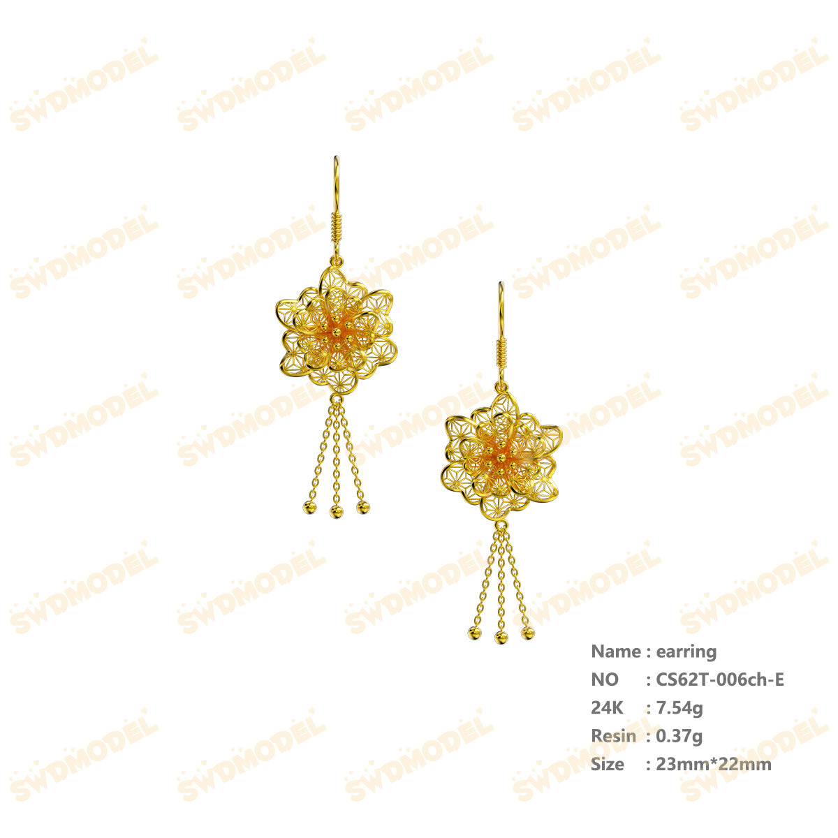 Jewelry set  Filigree Set   White Wax Casting Resin 3D Printing Service  CS62T-006ch