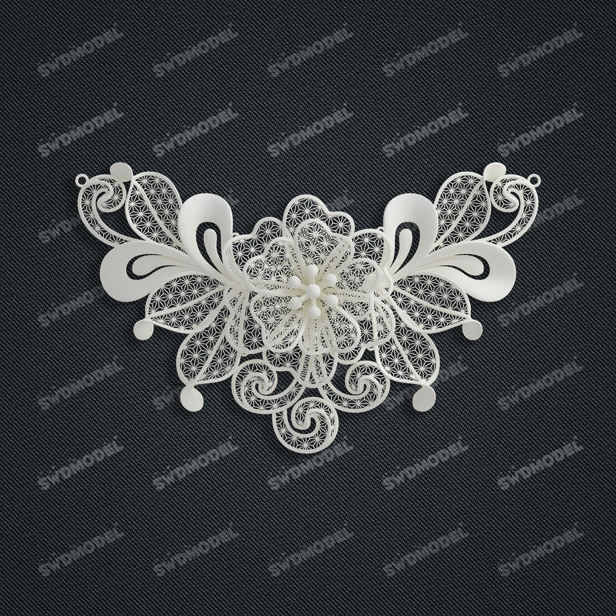 Jewelry set Filigree Necklace White Wax Casting Resin 3D Printing Service  CS62T-006ch-N
