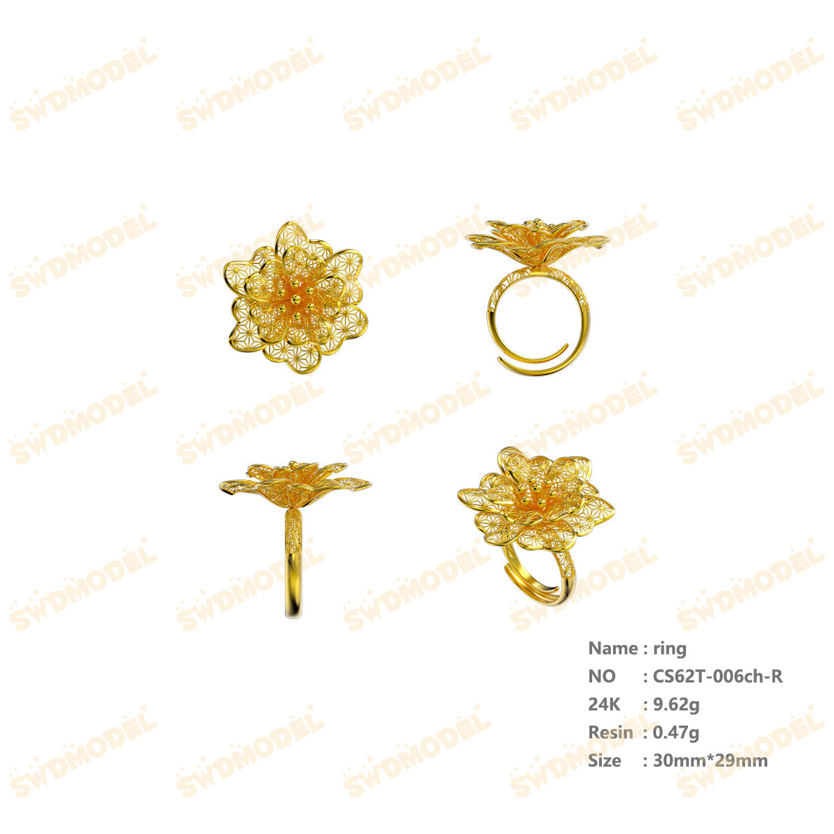 Jewelry set  Filigree Set   White Wax Casting Resin 3D Printing Service  CS62T-006ch