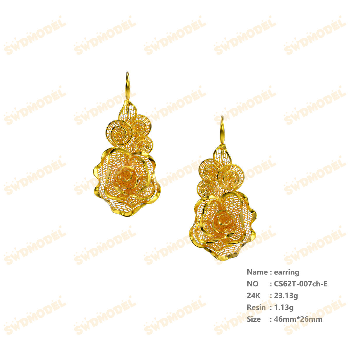 Jewelry set  Filigree Set   White Wax Casting Resin 3D Printing Service  CS62T-007ch