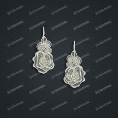 Jewelry set Filigree Earrings White Wax Casting Resin 3D Printing Service  CS62T-007ch-E