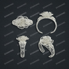 Jewelry set Filigree Bangle White Wax Casting Resin 3D Printing Service CS62T-007ch-G