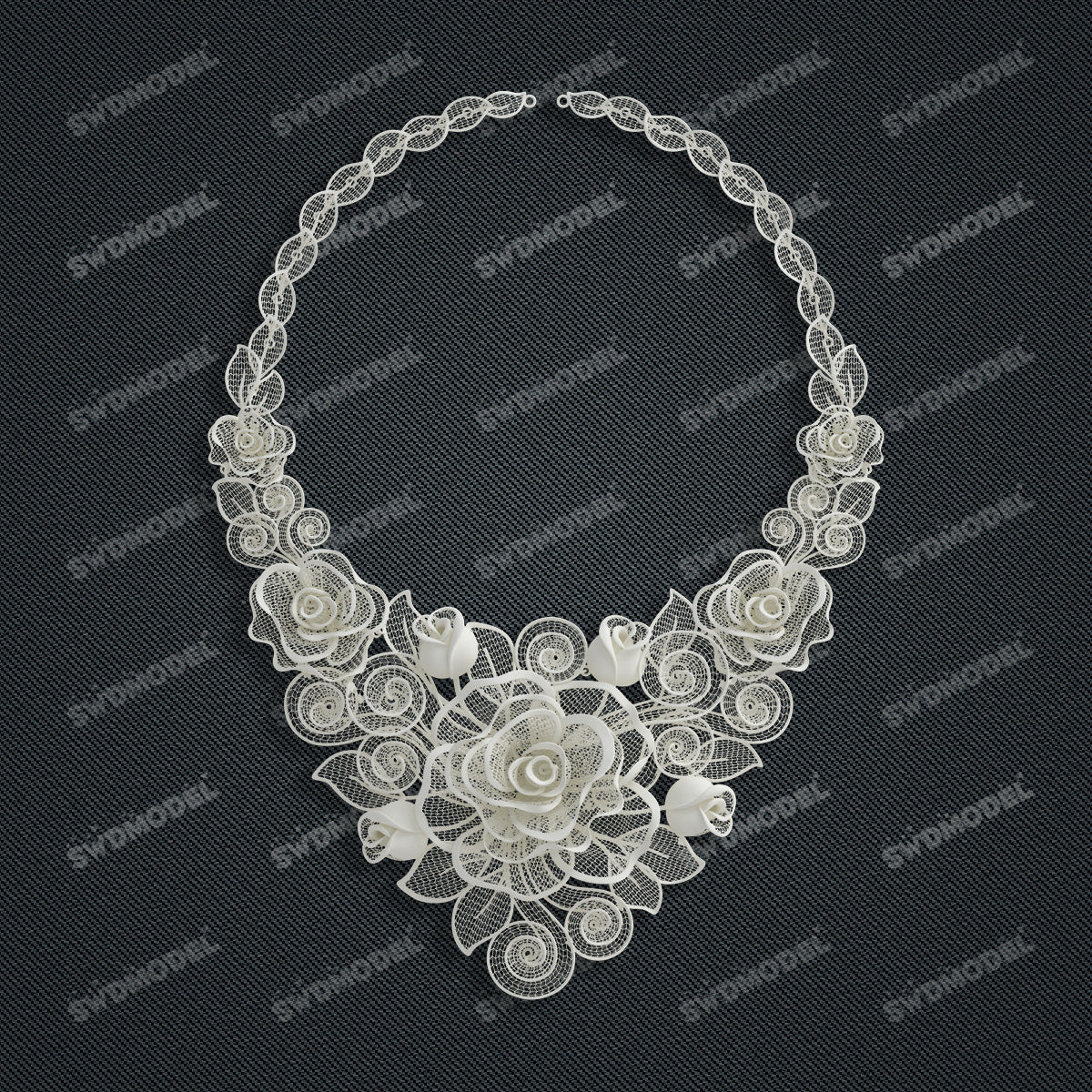 Jewelry set Filigree Necklace White Wax Casting Resin 3D Printing Service  CS62T-007ch-N