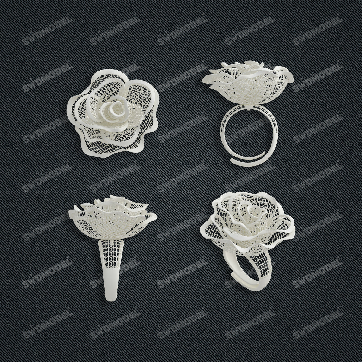 Jewelry set  Filigree Set   White Wax Casting Resin 3D Printing Service  CS62T-007ch