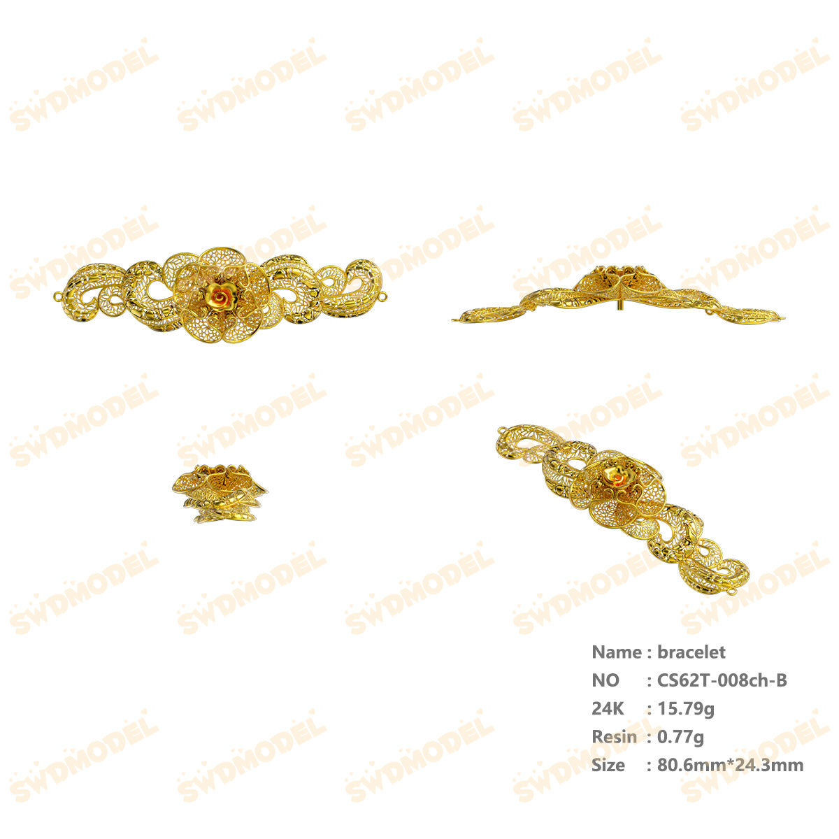 Jewelry set  Filigree Set   White Wax Casting Resin 3D Printing Service  CS62T-008ch