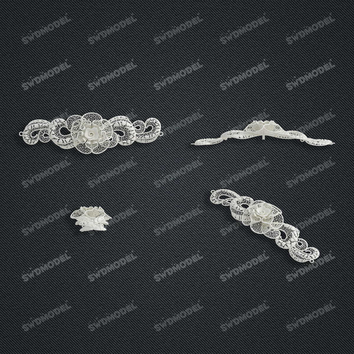 Jewelry set  Filigree Set   White Wax Casting Resin 3D Printing Service  CS62T-008ch