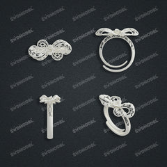 Jewelry set Filigree Ring White Wax Casting Resin 3D Printing Service  CS62T-008ch-R