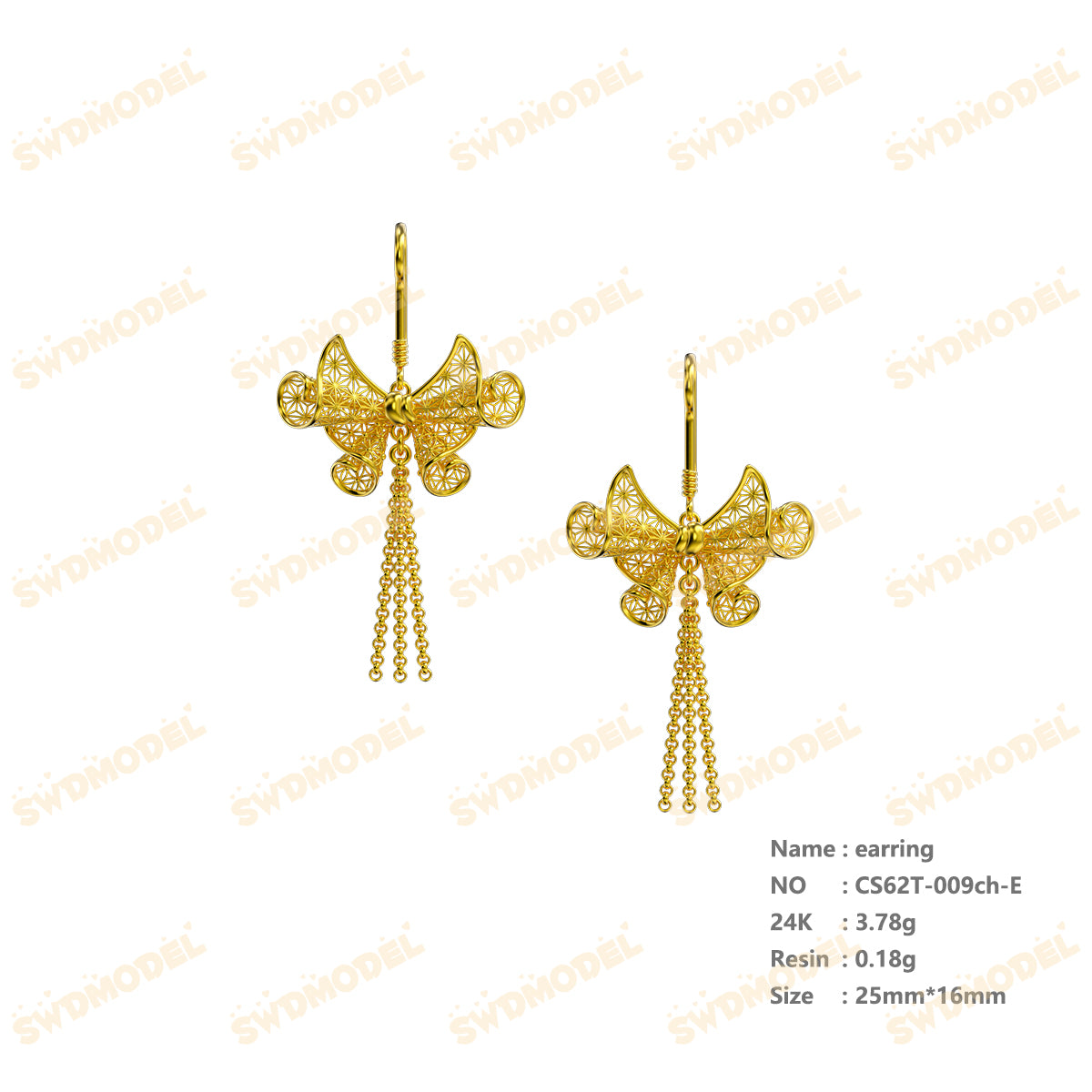 Jewelry set  Filigree Set   White Wax Casting Resin 3D Printing Service  CS62T-009ch
