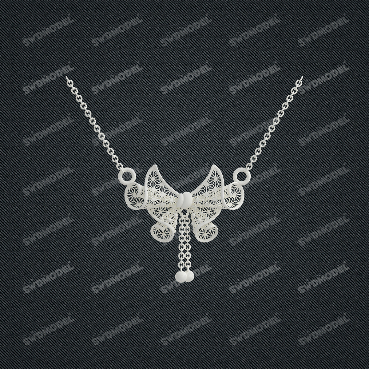 Jewelry set Filigree Necklace White Wax Casting Resin 3D Printing Service  CS61T-009ch-N1