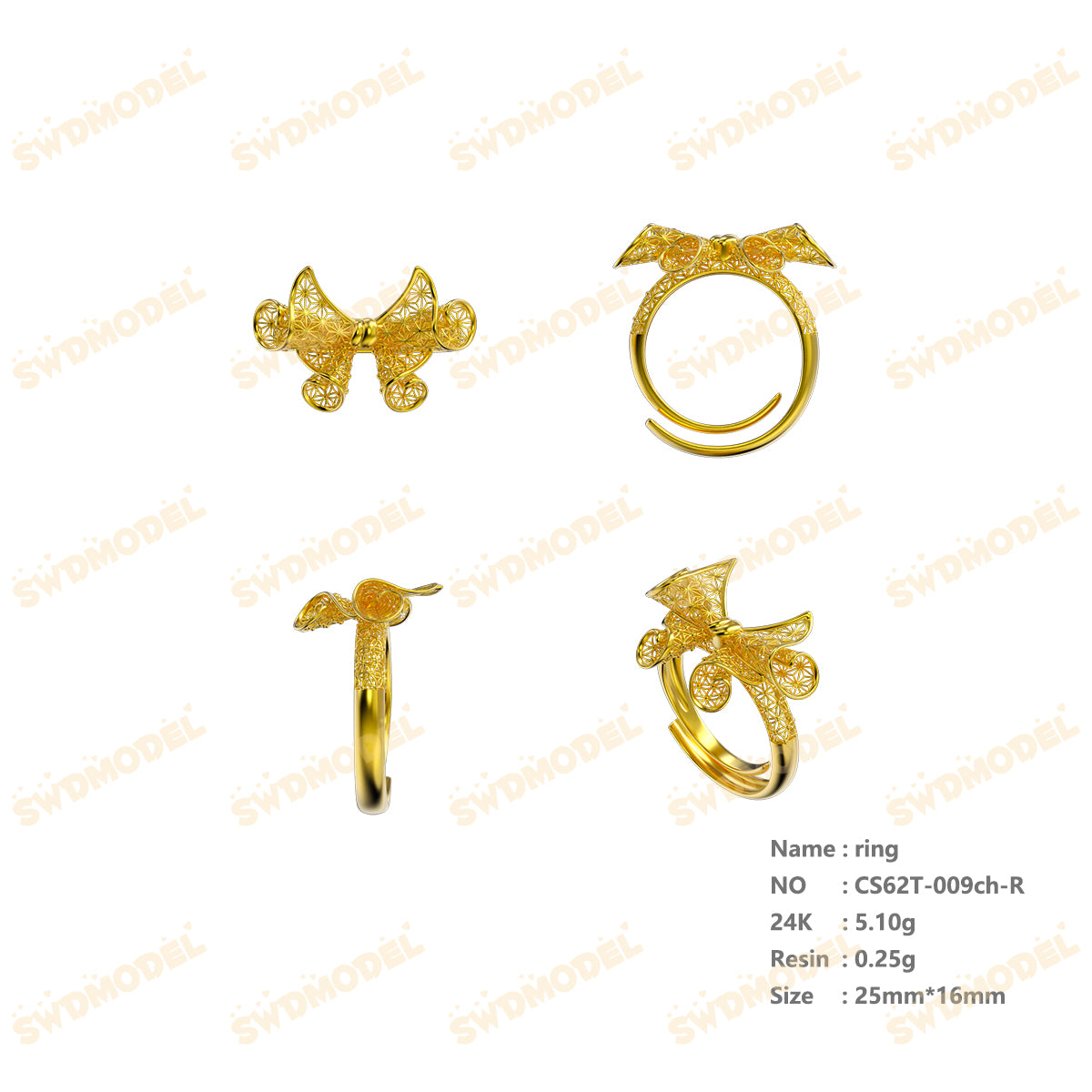 Jewelry set  Filigree Set   White Wax Casting Resin 3D Printing Service  CS62T-009ch