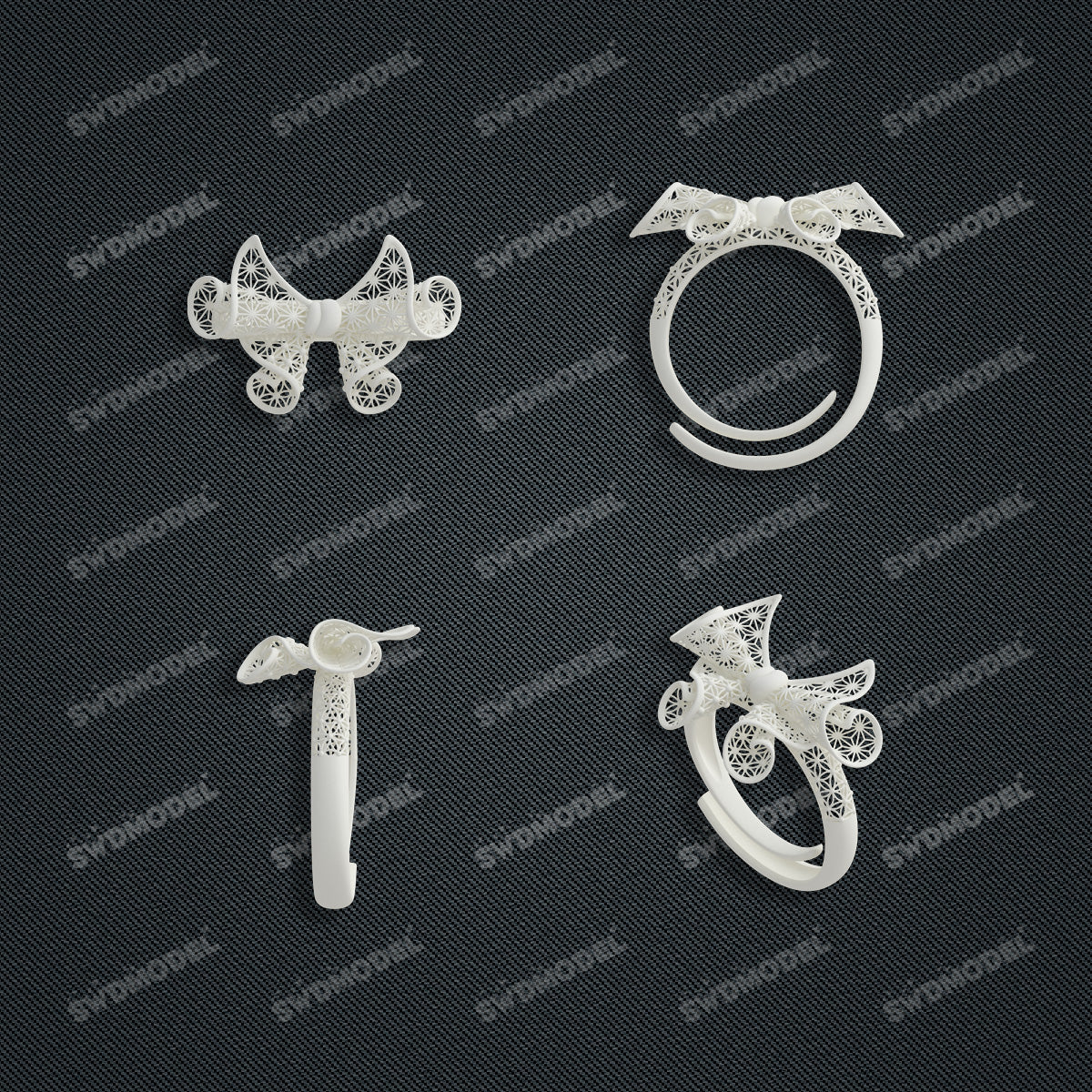 Jewelry set  Filigree Set   White Wax Casting Resin 3D Printing Service  CS62T-009ch