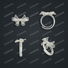 Jewelry set Filigree Ring White Wax Casting Resin 3D Printing Service  CS62T-009ch-R