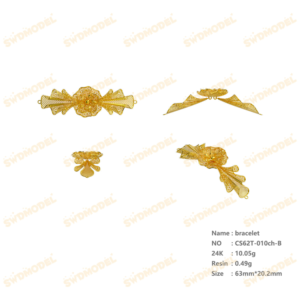 Jewelry set  Filigree Set   White Wax Casting Resin 3D Printing Service  CS62T-010ch