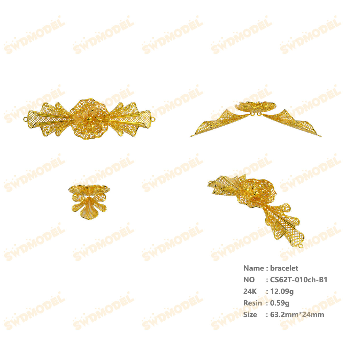 Jewelry set  Filigree Set   White Wax Casting Resin 3D Printing Service  CS62T-010ch(N1)