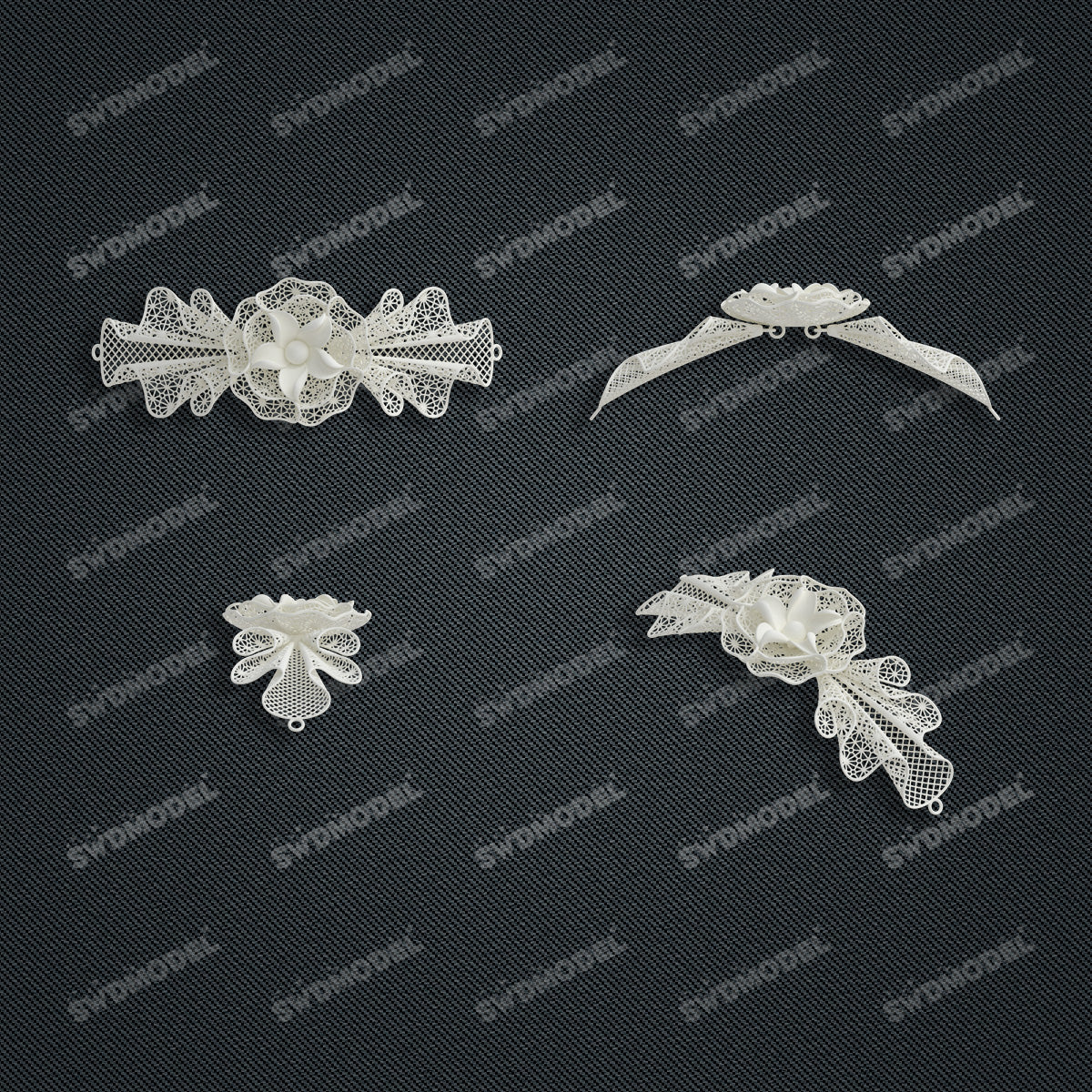 Jewelry set  Filigree Set   White Wax Casting Resin 3D Printing Service  CS62T-010ch(N1)