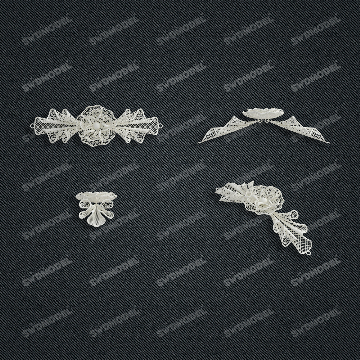 Jewelry set Filigree Bracelet White Wax Casting Resin 3D Printing Service CS62T-010ch-B