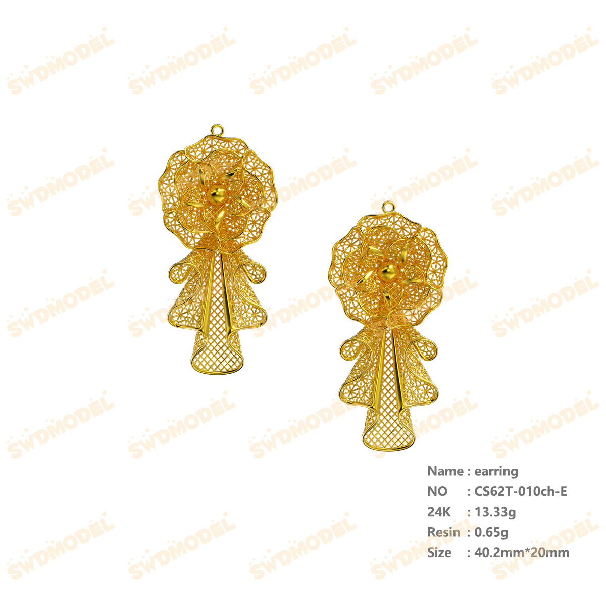 Jewelry set  Filigree Set   White Wax Casting Resin 3D Printing Service  CS62T-010ch