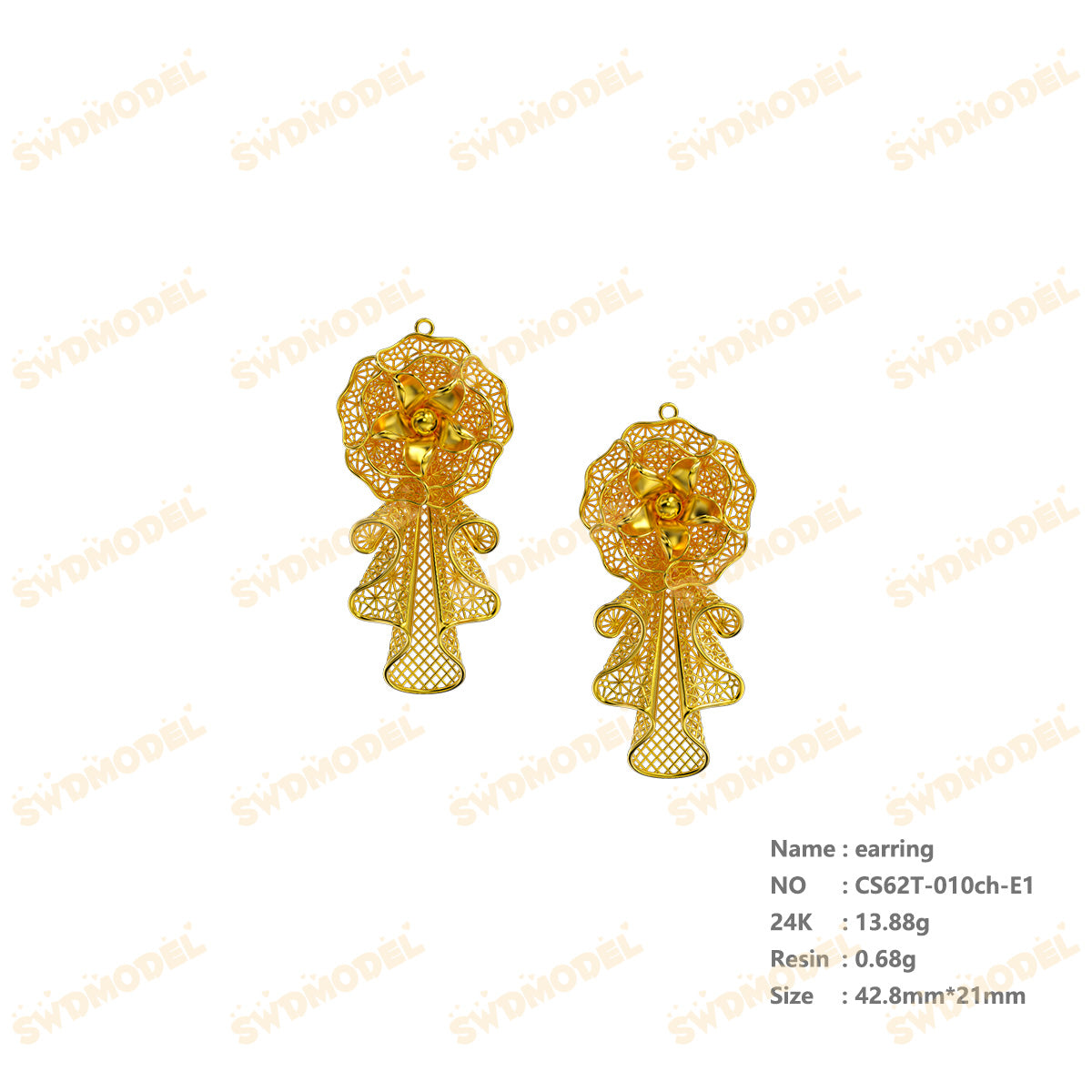 Jewelry set  Filigree Set   White Wax Casting Resin 3D Printing Service  CS62T-010ch(N1)