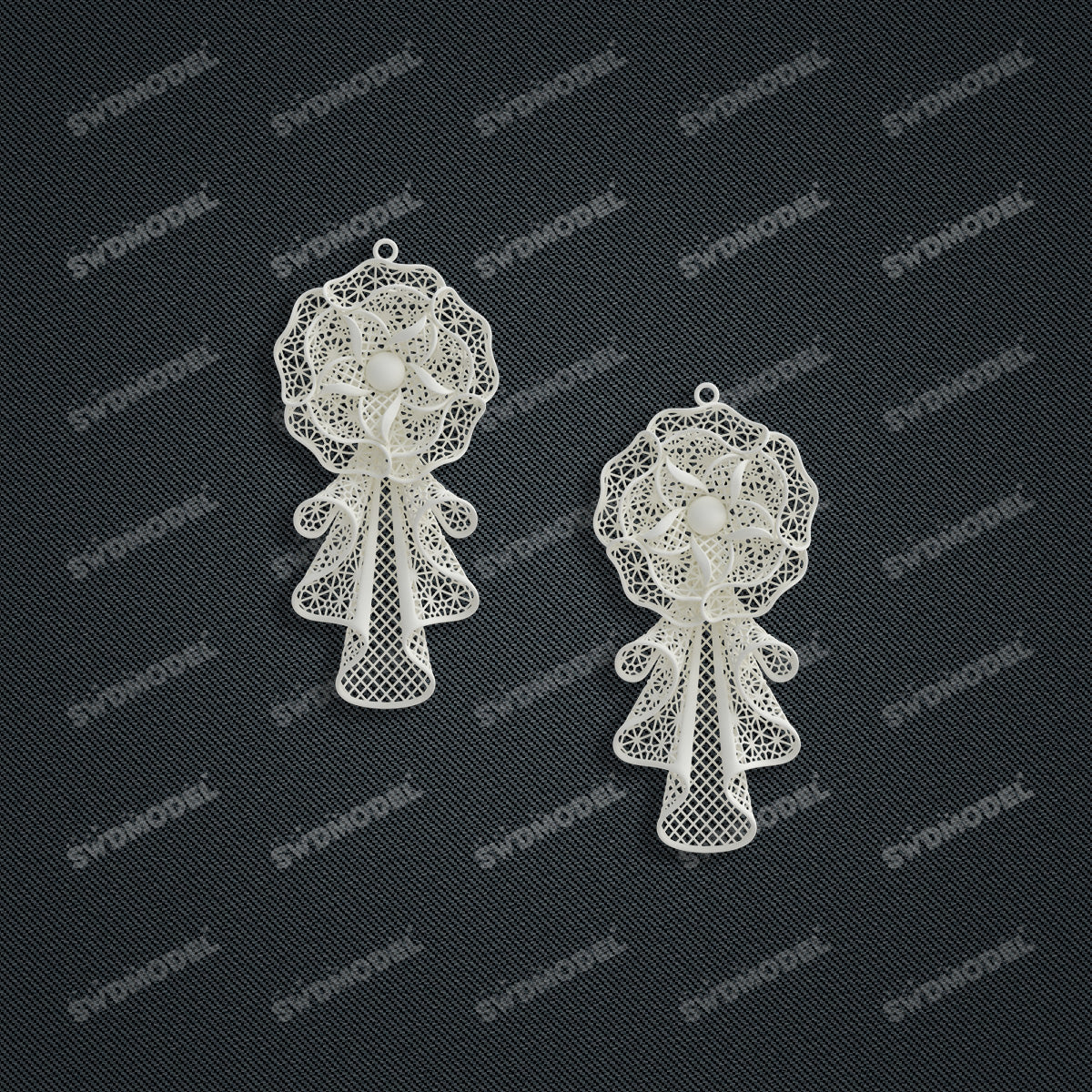 Jewelry set Filigree Earrings White Wax Casting Resin 3D Printing Service  CS62T-010ch-E