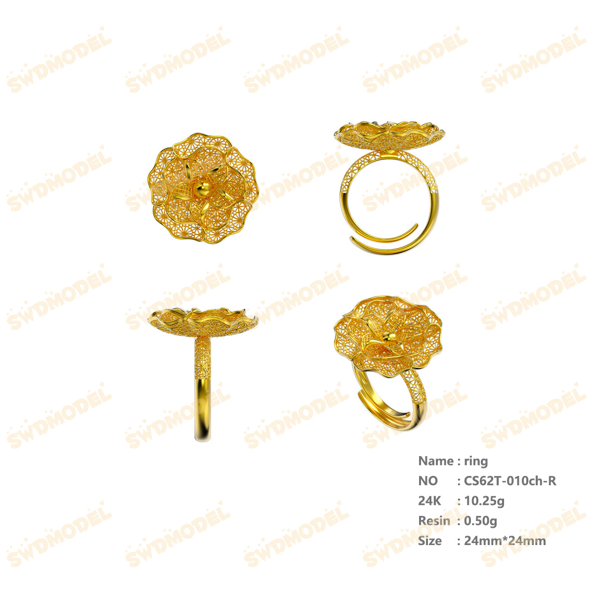 Jewelry set  Filigree Set   White Wax Casting Resin 3D Printing Service  CS62T-010ch