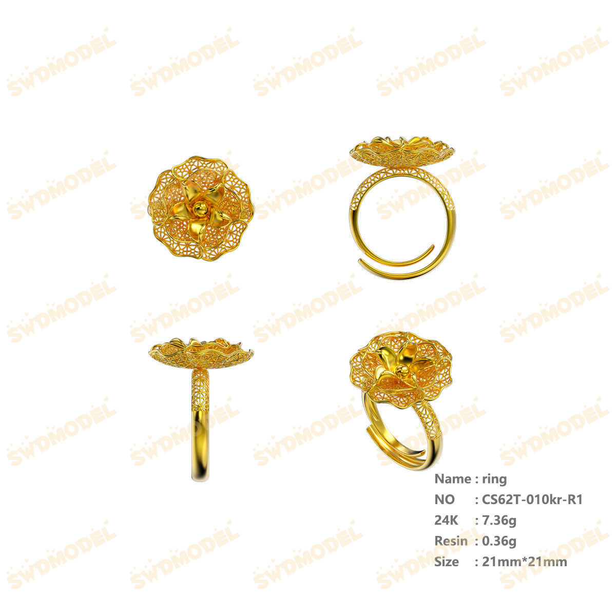 Jewelry set  Filigree Set   White Wax Casting Resin 3D Printing Service  CS62T-010ch(N1)