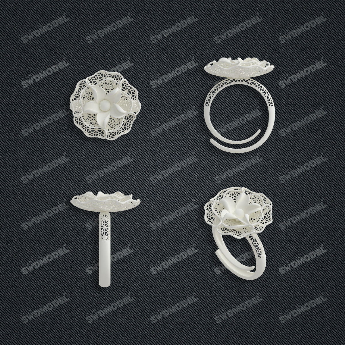 Jewelry set  Filigree Set   White Wax Casting Resin 3D Printing Service  CS62T-010ch(N1)