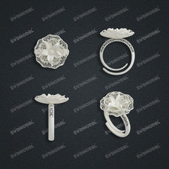 Jewelry set Filigree Ring White Wax Casting Resin 3D Printing Service  CS62T-010ch-R1