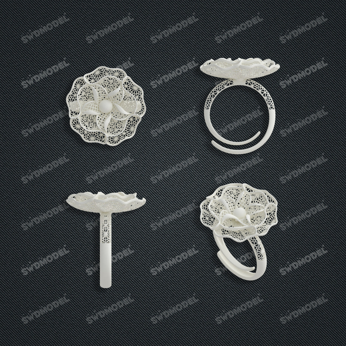 Jewelry set  Filigree Set   White Wax Casting Resin 3D Printing Service  CS62T-010ch