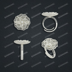 Jewelry set Filigree Ring White Wax Casting Resin 3D Printing Service  CS62T-010ch-R