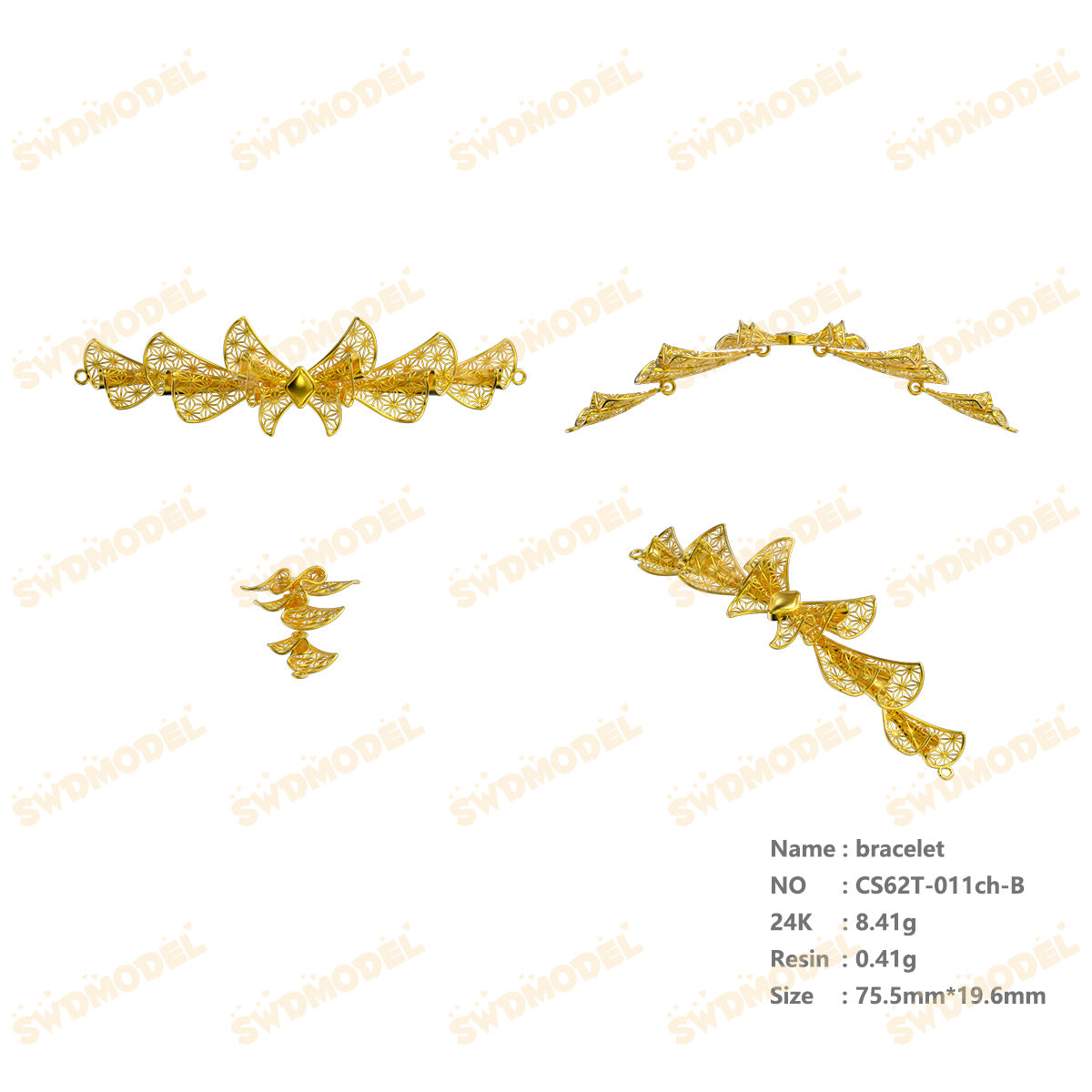 Jewelry set  Filigree Set   White Wax Casting Resin 3D Printing Service  CS62T-011ch