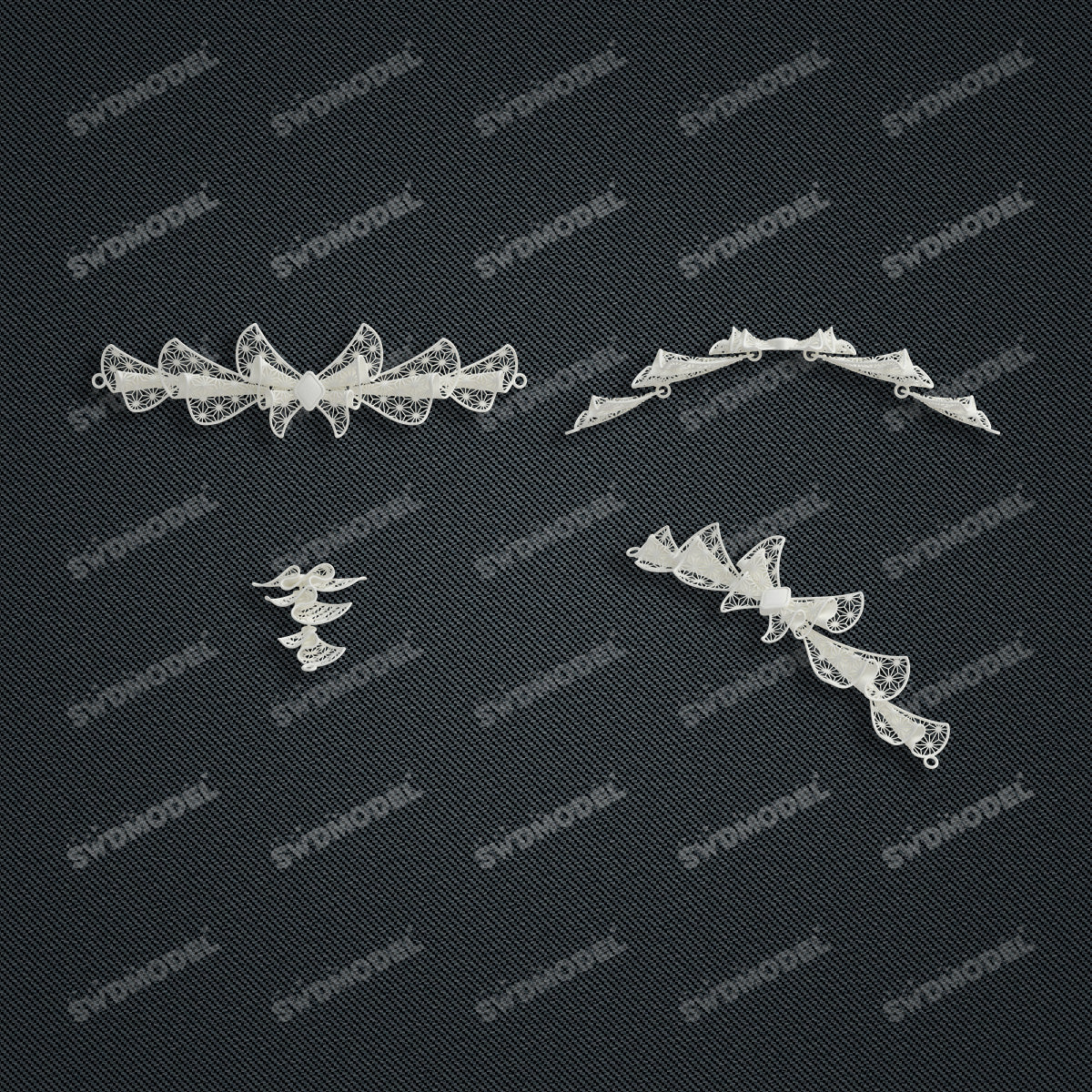 Jewelry set  Filigree Set   White Wax Casting Resin 3D Printing Service  CS62T-011ch