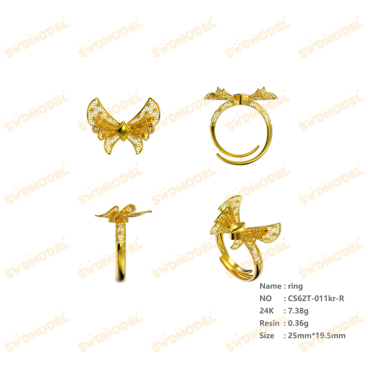 Jewelry set  Filigree Set   White Wax Casting Resin 3D Printing Service  CS62T-011ch