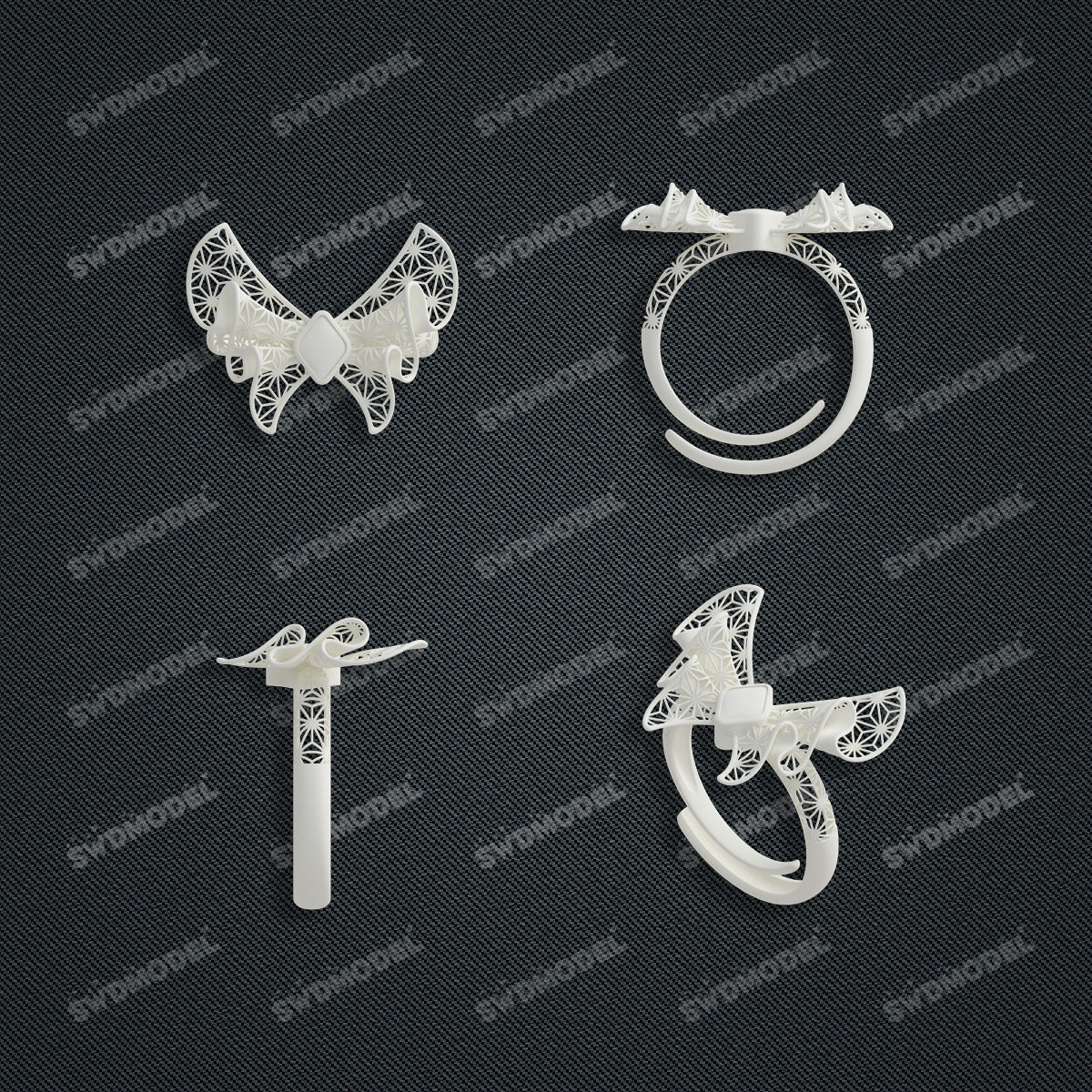 Jewelry set  Filigree Set   White Wax Casting Resin 3D Printing Service  CS62T-011ch