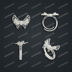 Jewelry set Filigree Ring White Wax Casting Resin 3D Printing Service  CS62T-011ch-R