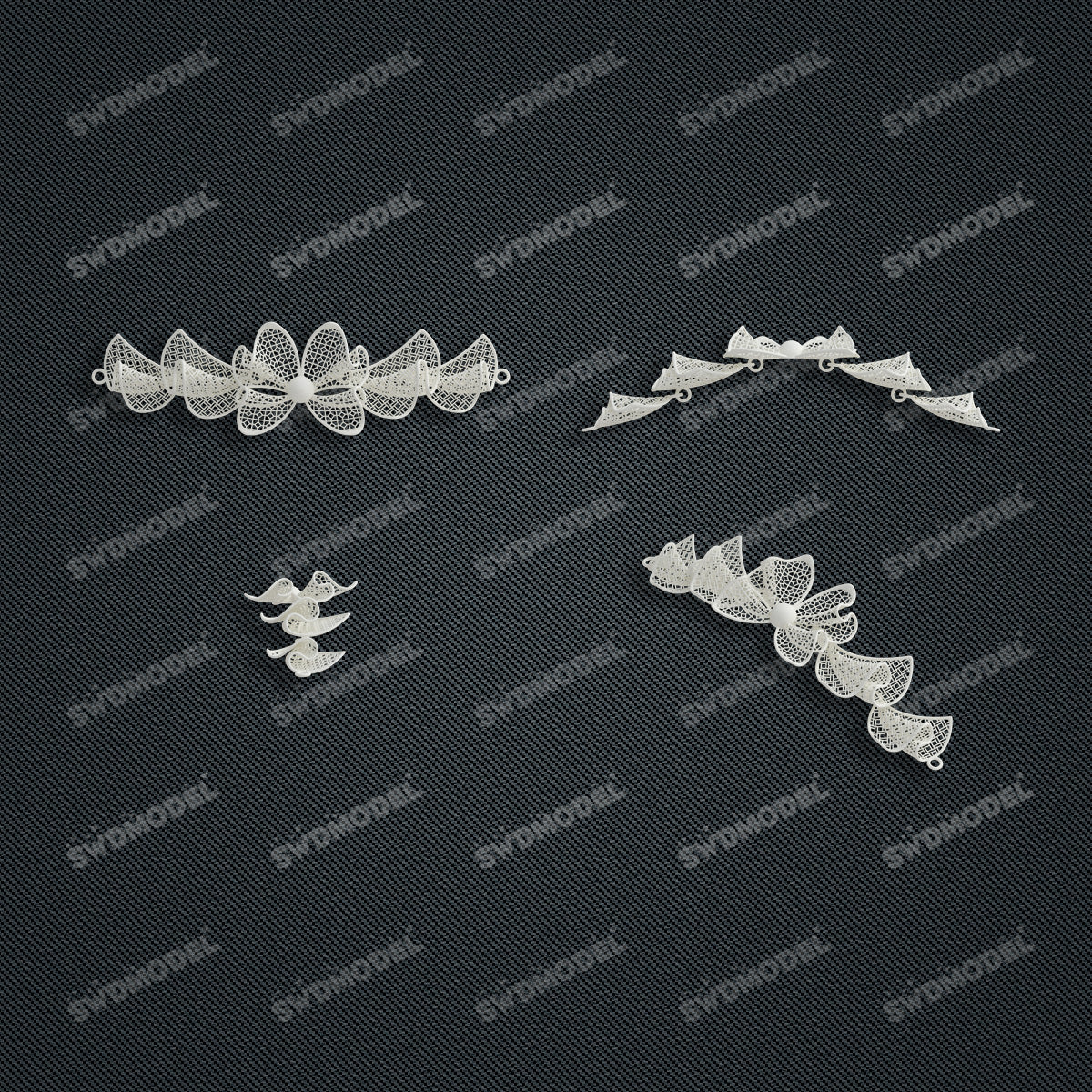 Jewelry set Filigree Bracelet White Wax Casting Resin 3D Printing Service CS62T-011ch-B