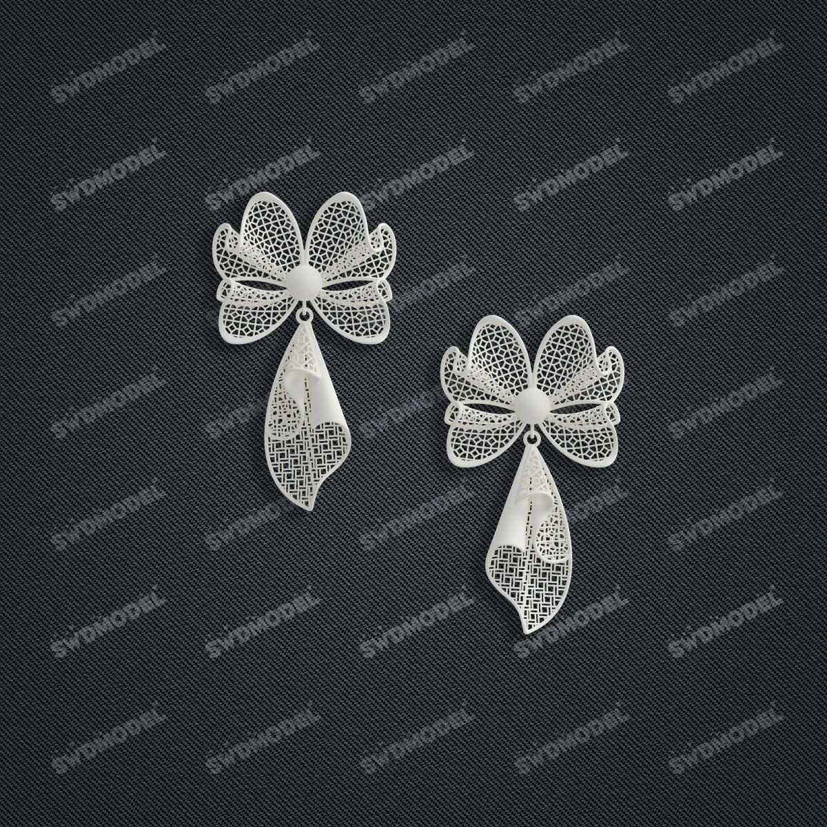 Jewelry set Filigree Earrings White Wax Casting Resin 3D Printing Service  CS62T-012ch-E