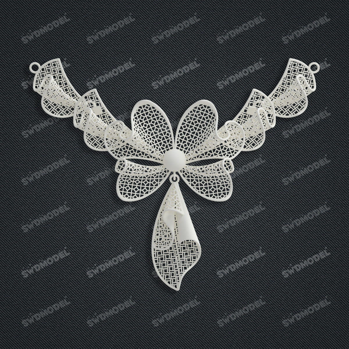 Jewelry set Filigree Necklace White Wax Casting Resin 3D Printing Service  CS62T-012ch-N