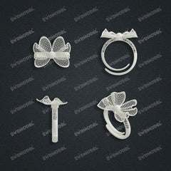 Jewelry set Filigree Ring White Wax Casting Resin 3D Printing Service  CS62T-012ch-R
