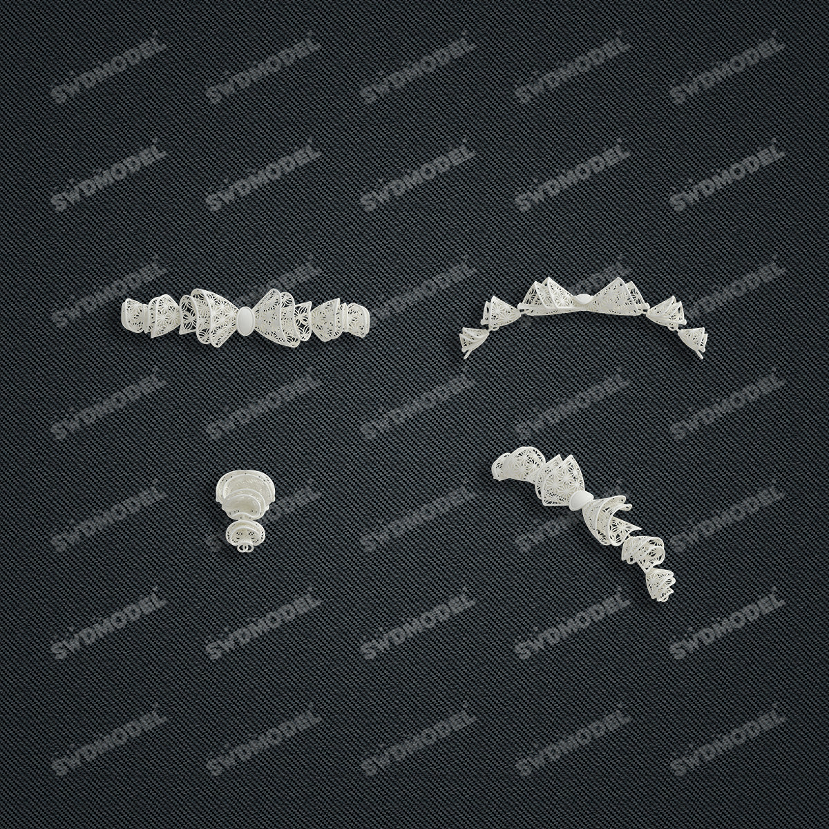 Jewelry set  Filigree Set   White Wax Casting Resin 3D Printing Service  CS62T-013ch(N1)