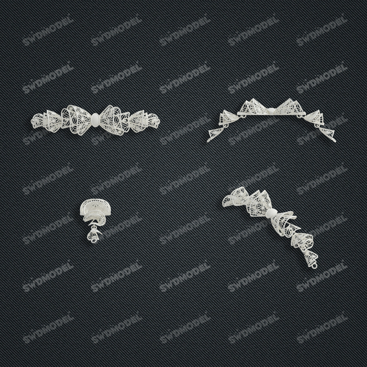 Jewelry set Filigree Bracelet White Wax Casting Resin 3D Printing Service CS62T-013ch-B