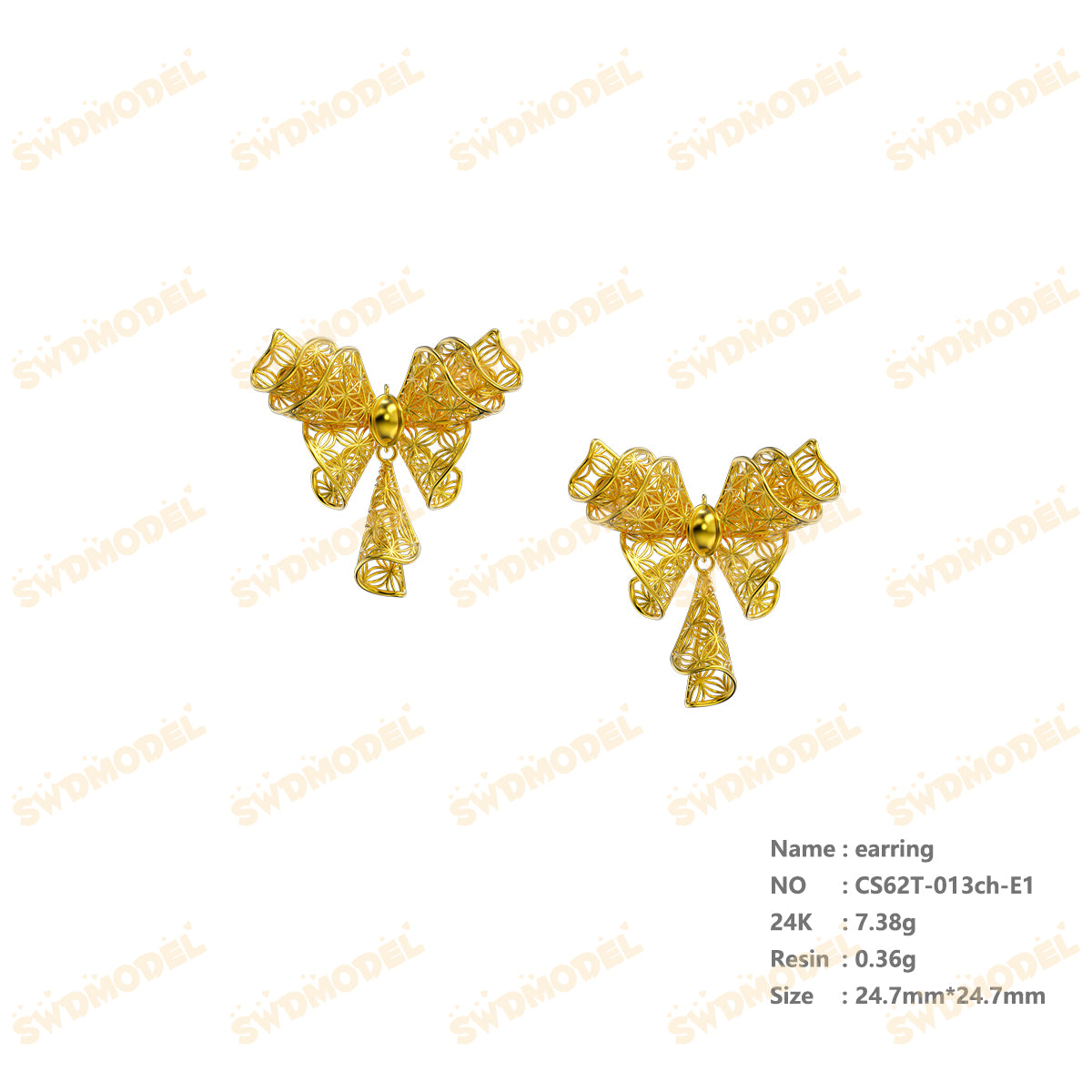 Jewelry set  Filigree Set   White Wax Casting Resin 3D Printing Service  CS62T-013ch(N1)