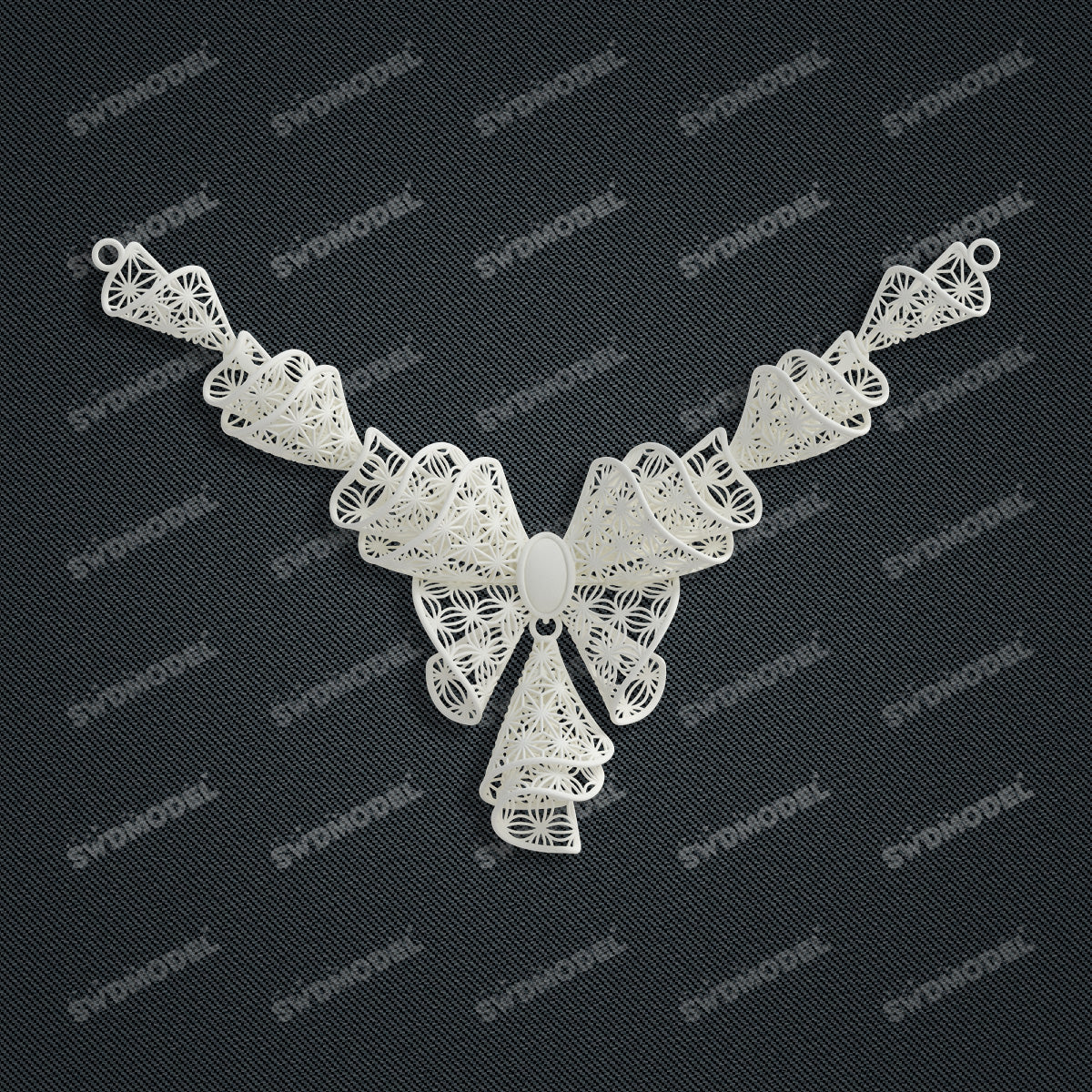 Jewelry set Filigree Necklace White Wax Casting Resin 3D Printing Service  CS62T-013ch-N1