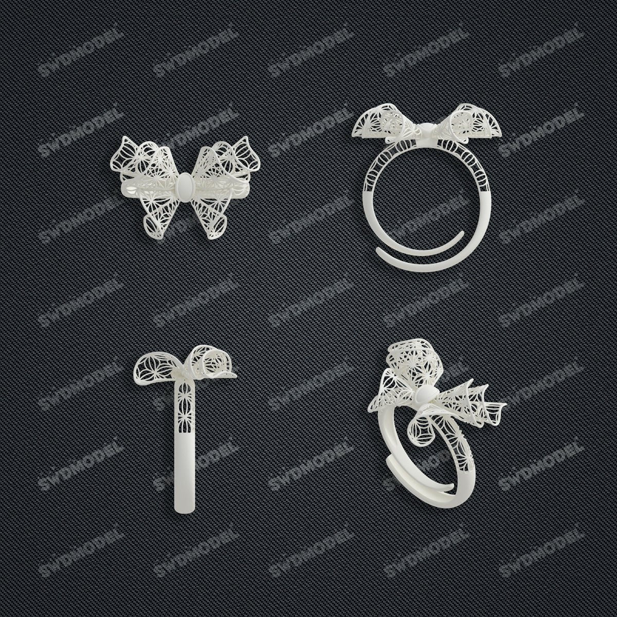Jewelry set Filigree Ring White Wax Casting Resin 3D Printing Service  CS62T-013ch-R