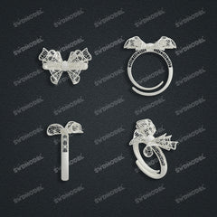 Jewelry set Filigree Ring White Wax Casting Resin 3D Printing Service  CS62T-013ch-R