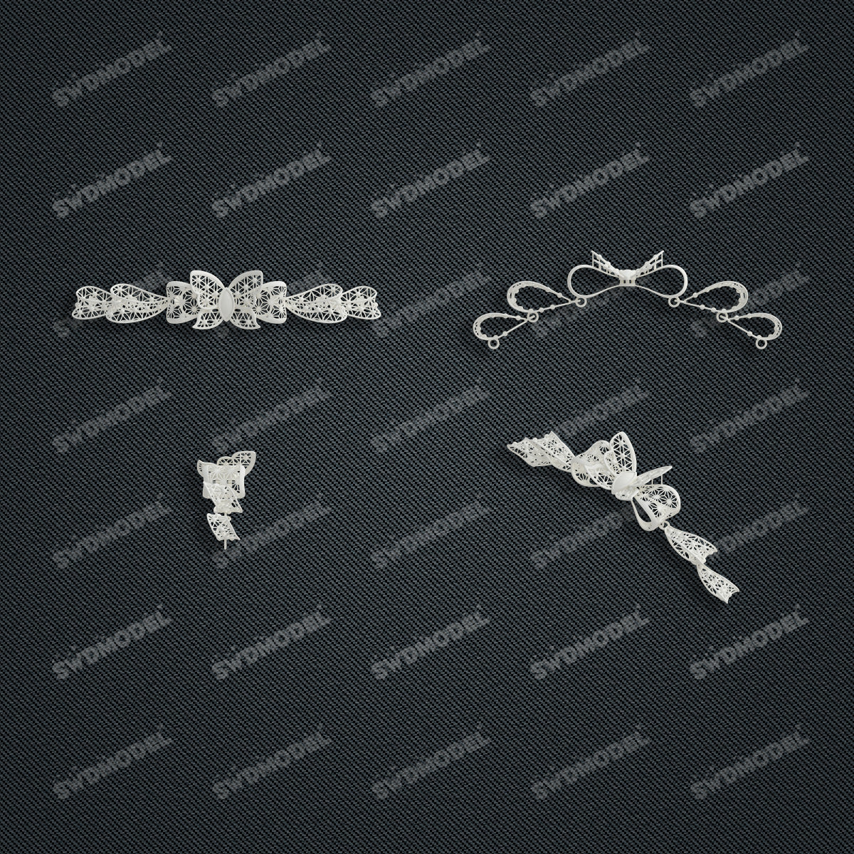 Jewelry set  Filigree Set   White Wax Casting Resin 3D Printing Service  CS62T-014ch