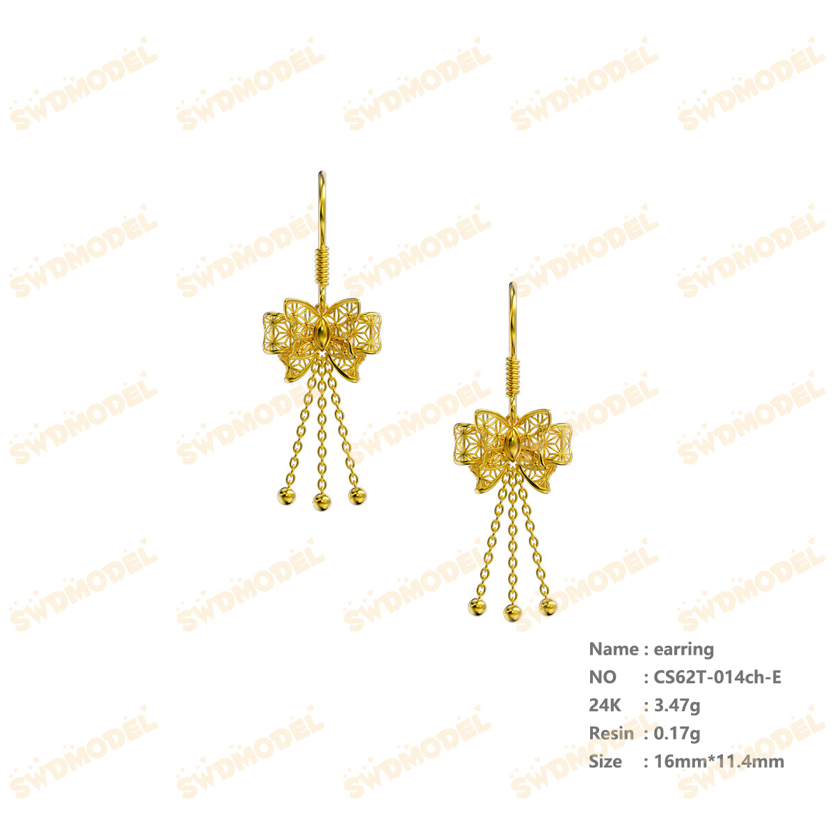 Jewelry set  Filigree Set   White Wax Casting Resin 3D Printing Service  CS62T-014ch