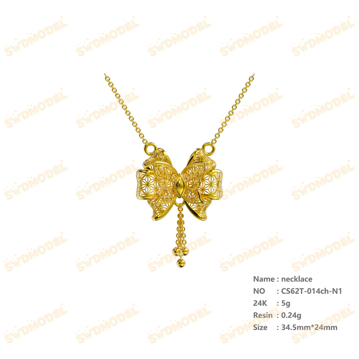 Jewelry set Filigree Necklace White Wax Casting Resin 3D Printing Service  CS62T-014ch-N1